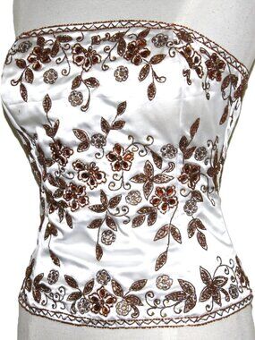 JASDEE Vintage BustierCorset HandWork GottaThread Embroidery OnSatin Style F3128